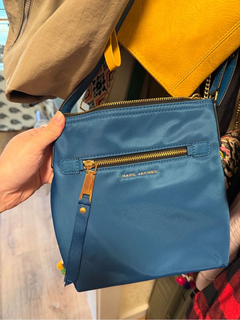 Marc Jacobs Teal Nylon Crossbody with Gold Hardware